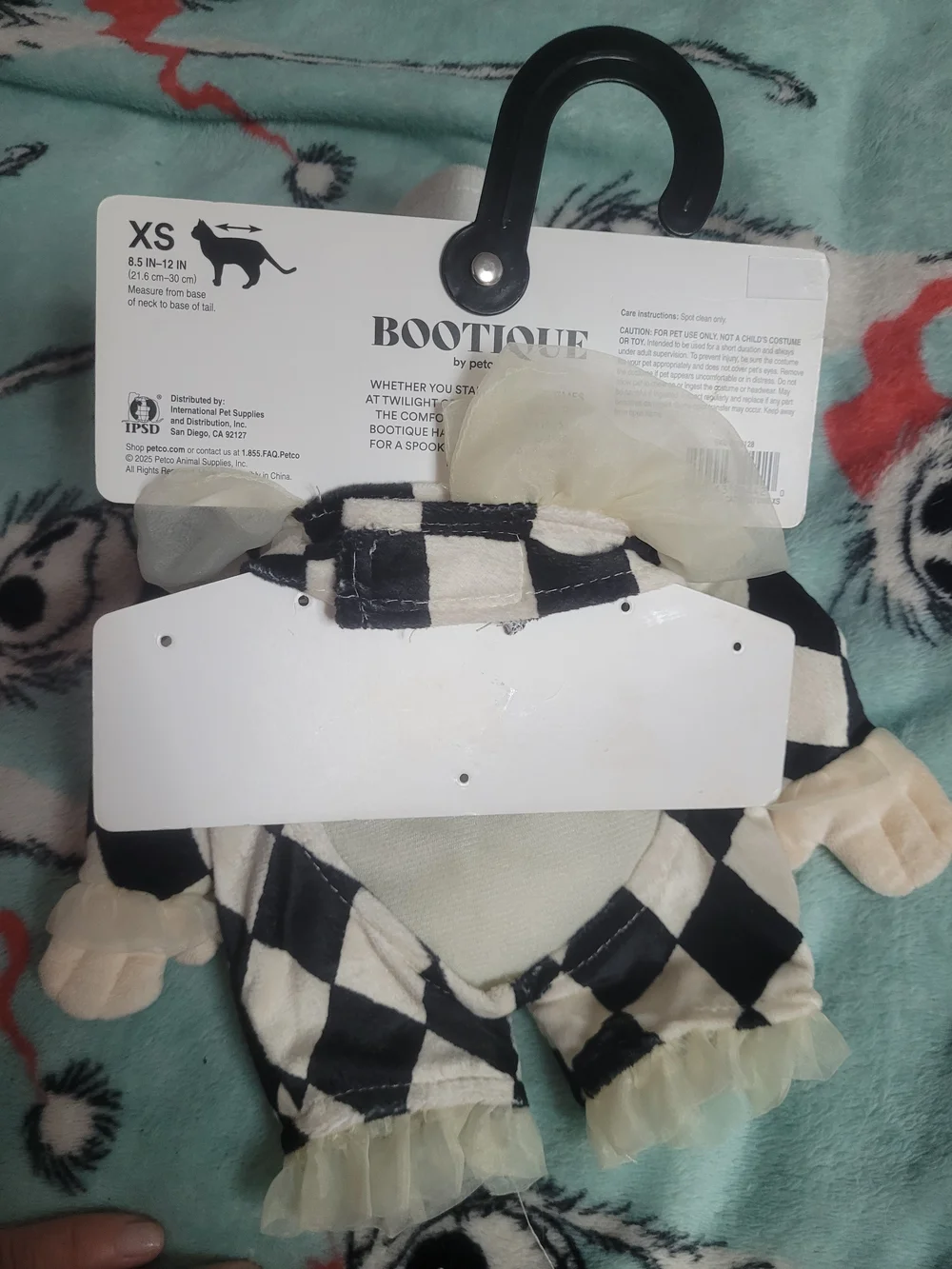 Bootique Black and White Harlequin Pet Costume with Cream Ruffle